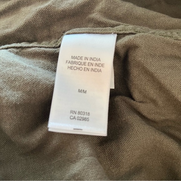 Lucky Brand Army Green Linen Blend Short Sleeve Button Down Shirt - Picture 6 of 7